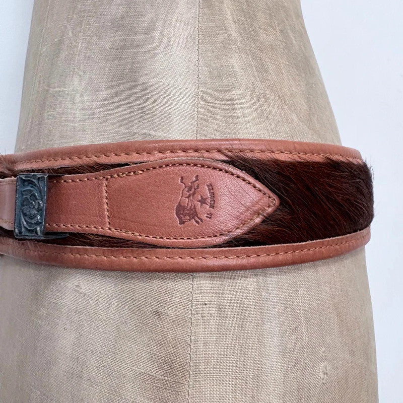 cowhide pony leather western belt