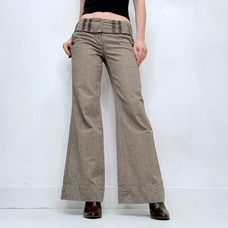 button corset waistband low rise suit pants