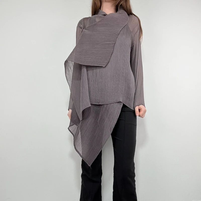 pleated crinkle draped asymmetric top
