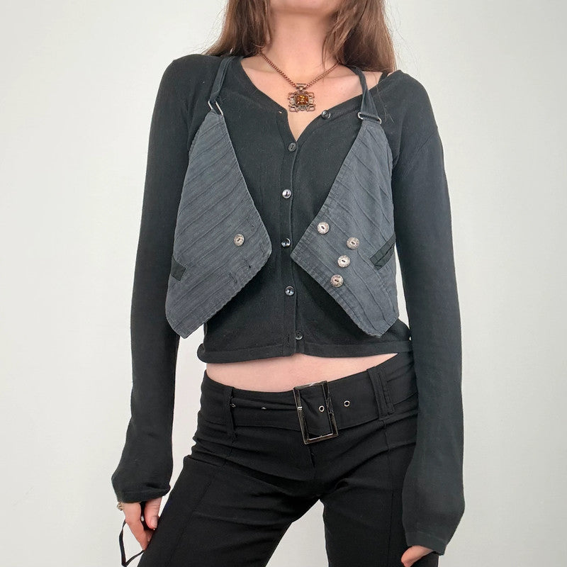 grey pinstripe asymmetric waistcoat