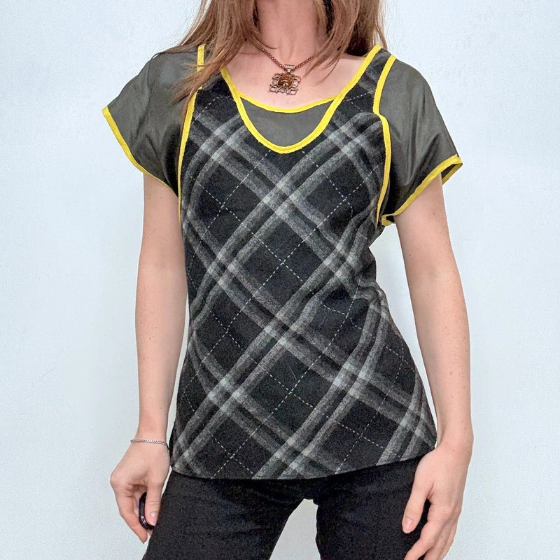 tartan layered fitted shirt