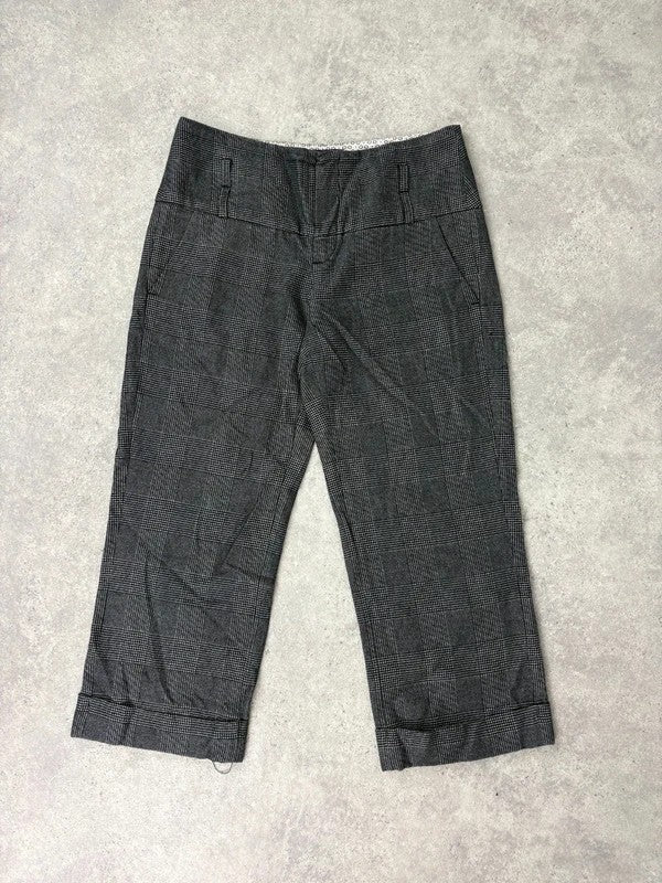 tartan checked grey cropped capri pants