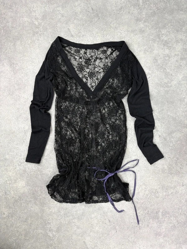 Cop Copine black lace sheer mini dress