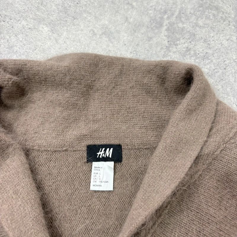 brown angora knit cropped slouchy cardigan