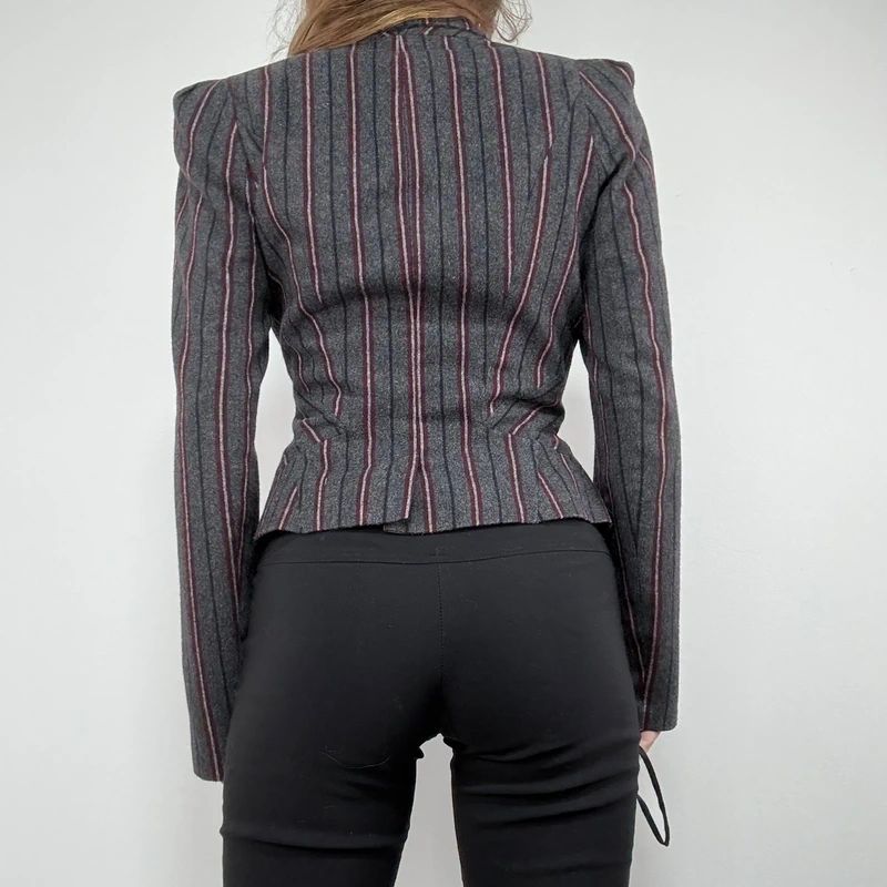 Striped fitted cropped archival blazer