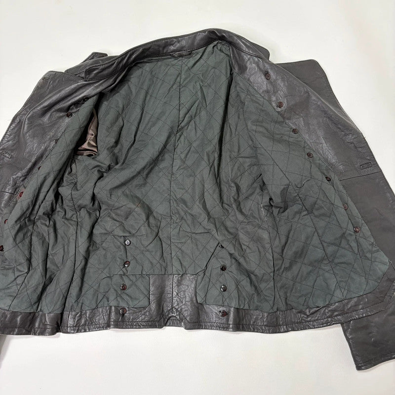 aymmetric brown leather military napolionic jacket