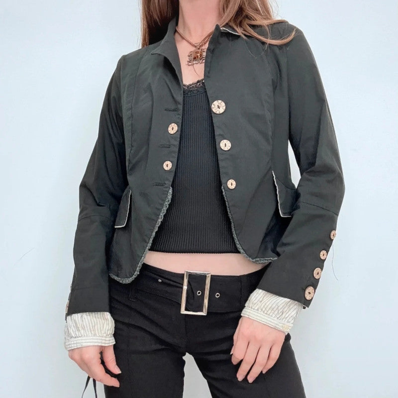 black flared military Napoleonic jacket with shirt