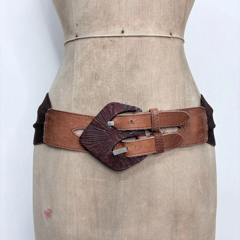 oversized tan leather belt