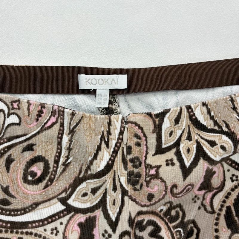 brown paisley flared trousers