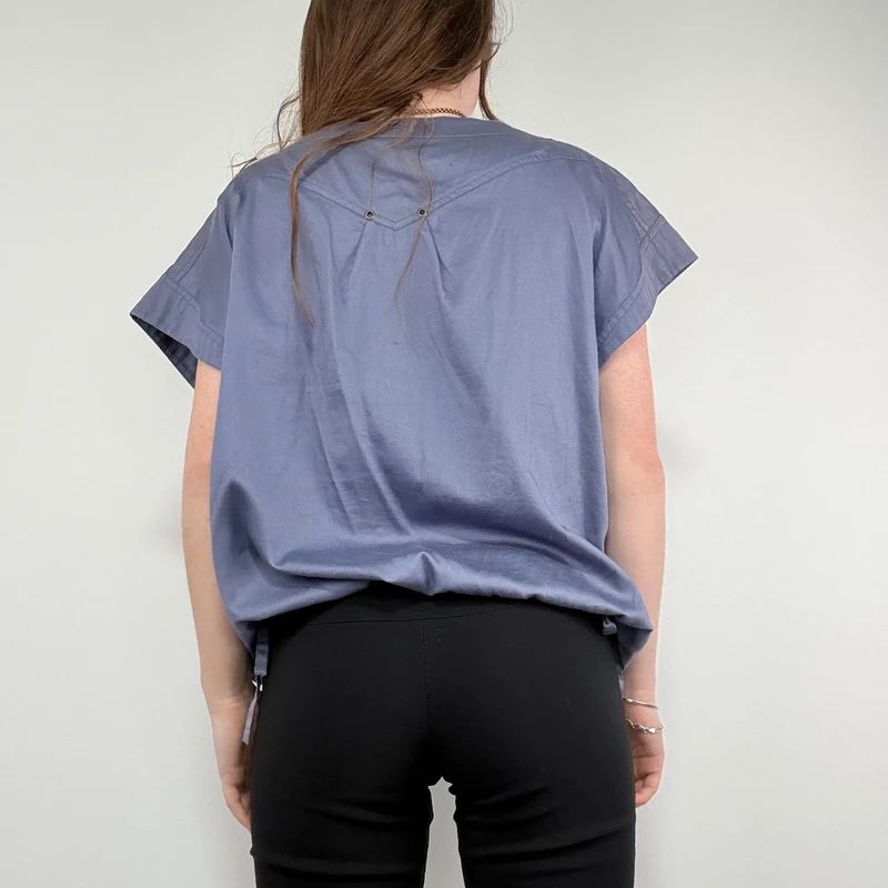 asymmetric button front chore shirt