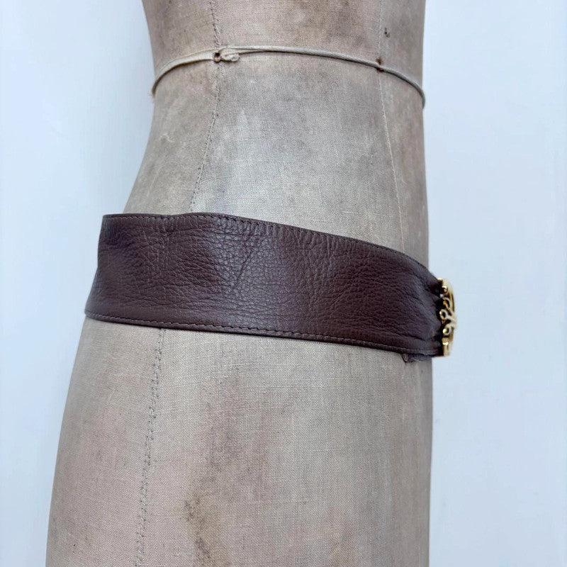 Brown leather buckle belt