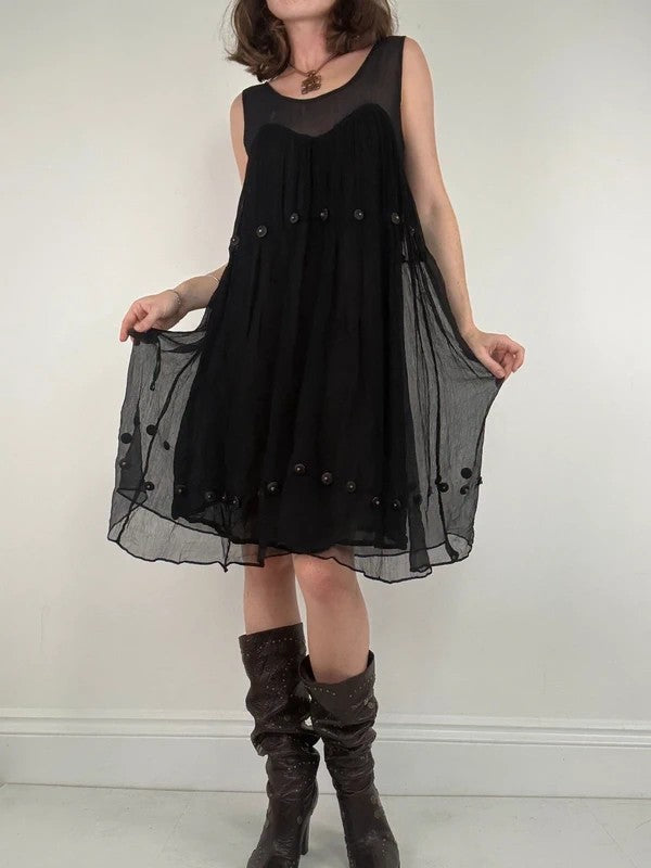 Grunge indie punky layered floaty black dress