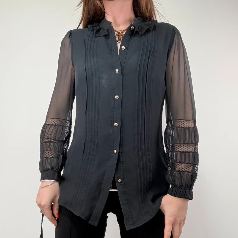 Sheer Lace Silk Gothic Shirt