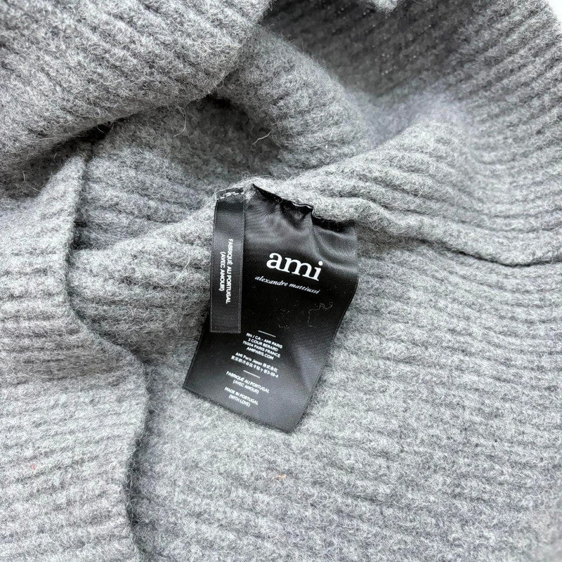 grey chunky ribbed knit ami paris jumper