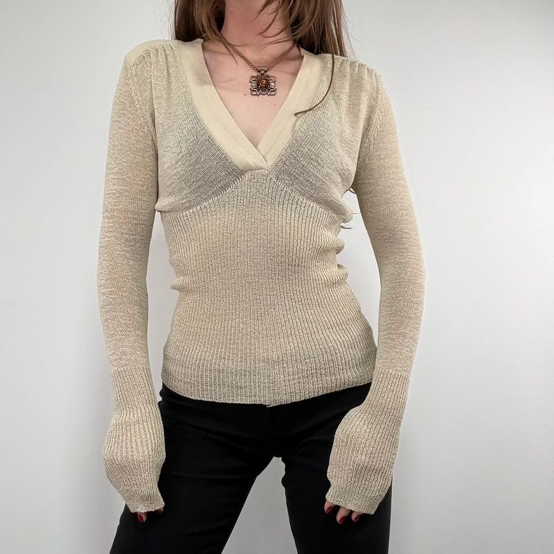 Long sleeve slouchy knit t-shirt