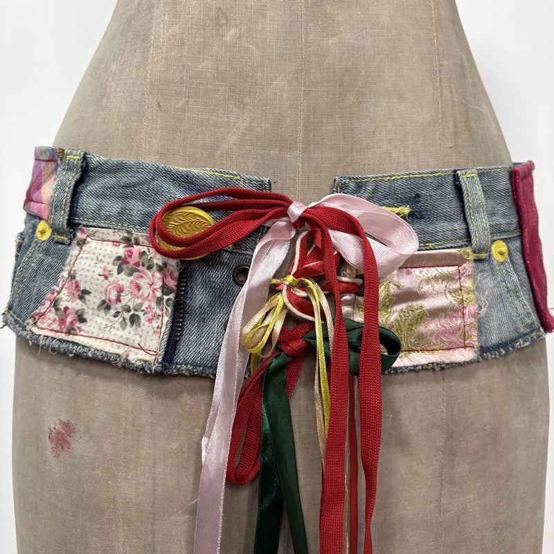 patchwork desigual ribbon corset belt