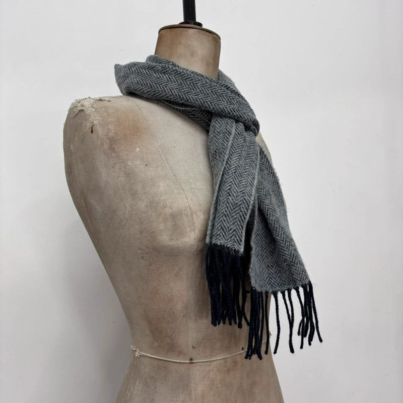 soft grey wool knit scarf