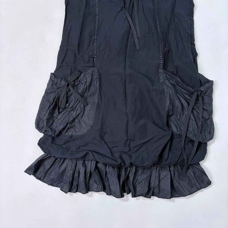 black puff gathered balloon dress