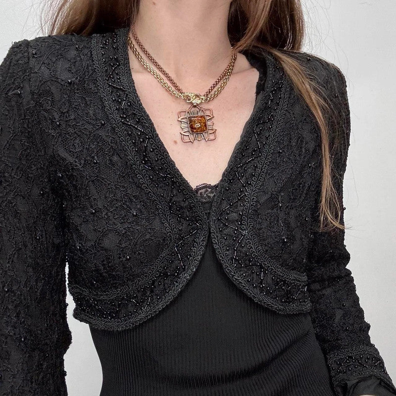black cropped beaded jacket