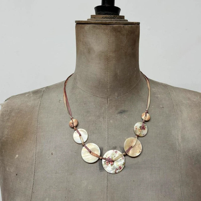 Pearl button charm necklace