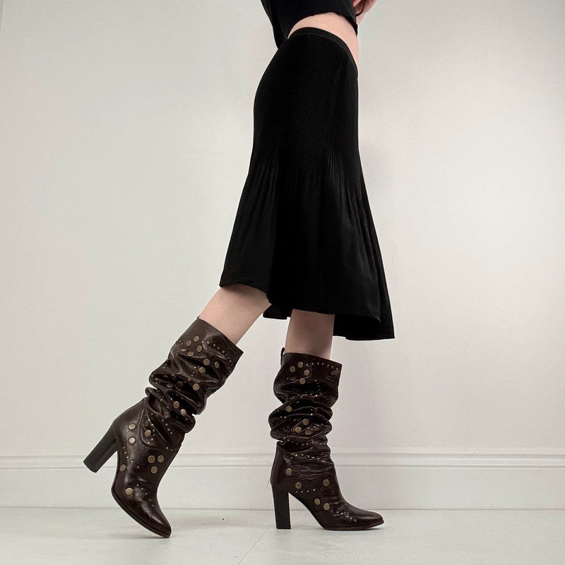 black pleated crinkle allsaints skirt