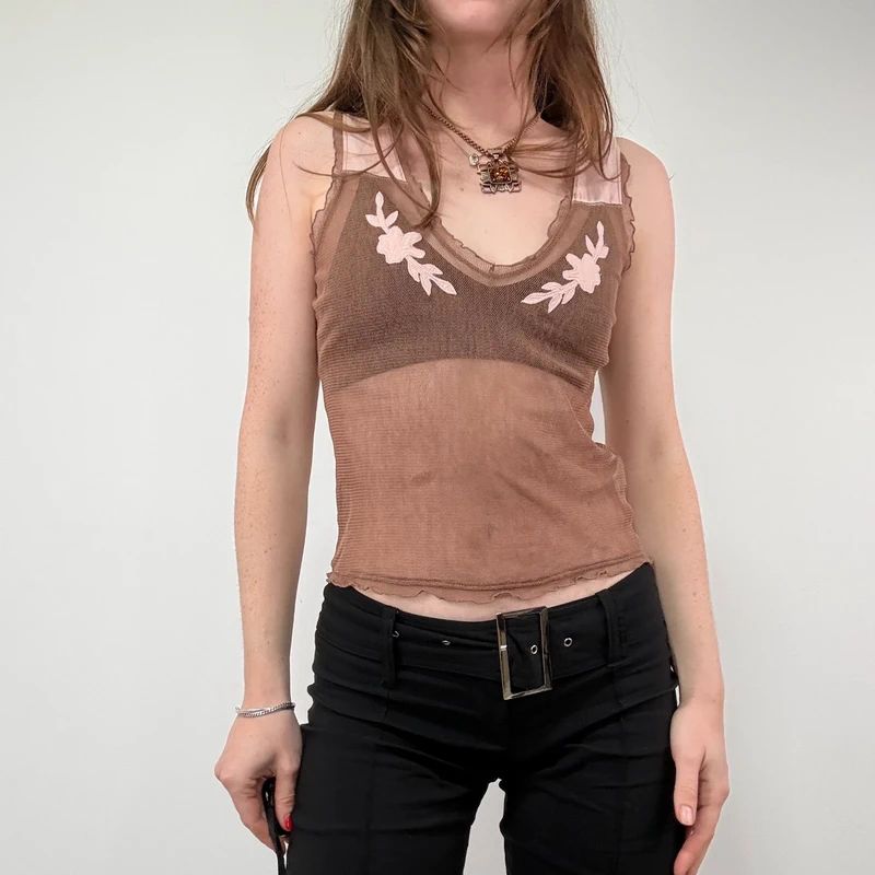Sheer Brown Mesh Fairy Vest