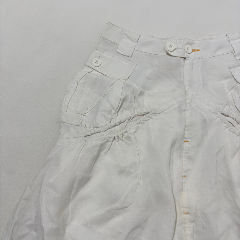 white batwing crop crotch slouchy trousers