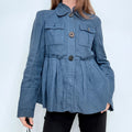 Navy flared pleated Pea coat jacket