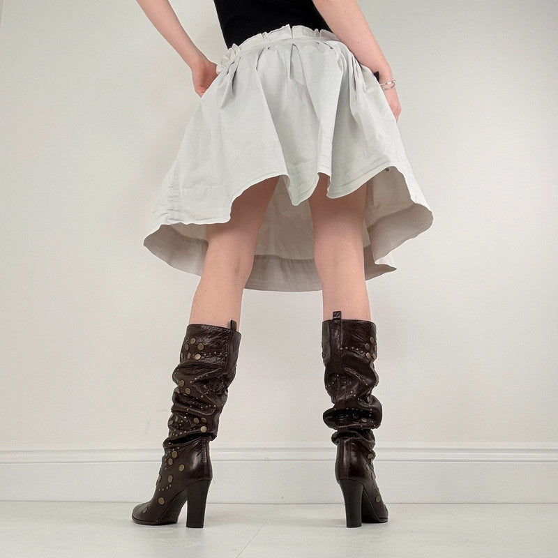 structured cotton pleated midi skirt