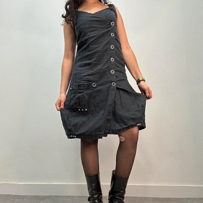 eyelet studded asymmetric dress