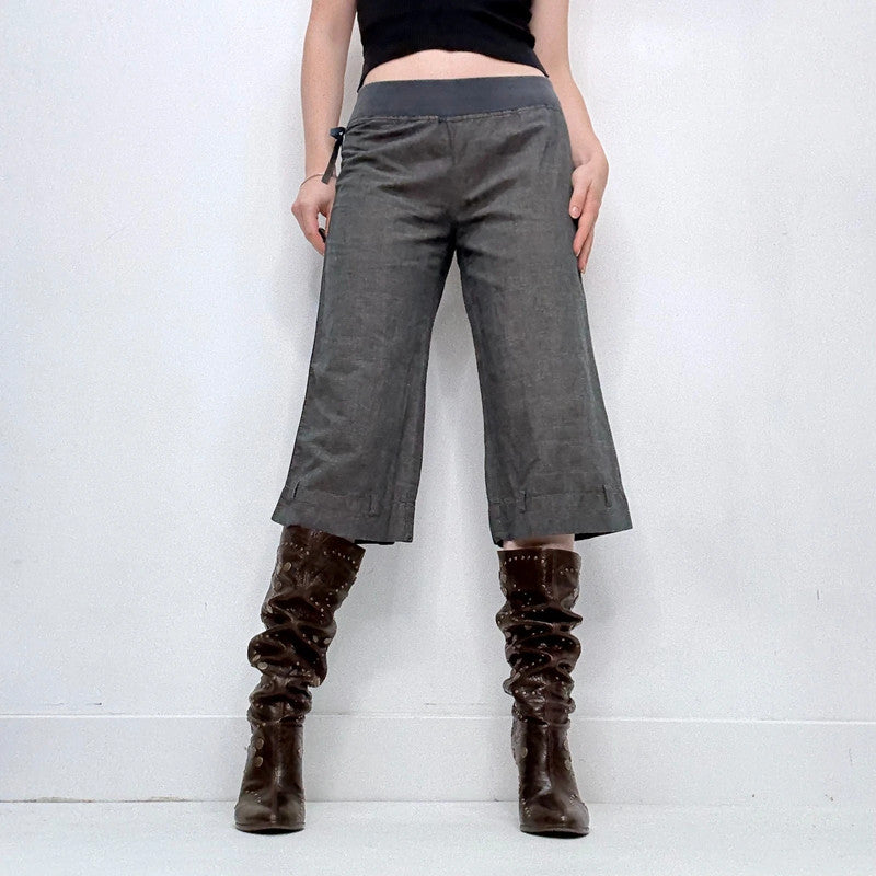 cop copine flared wide leg capri pants