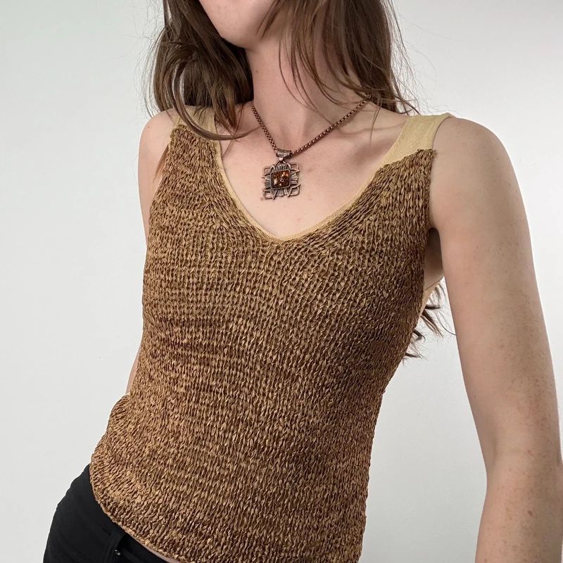 tan knitted slouchy vest top