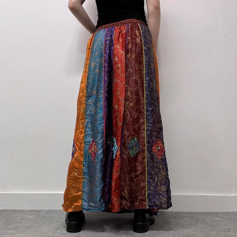 silk paisley hippie maxi skirt