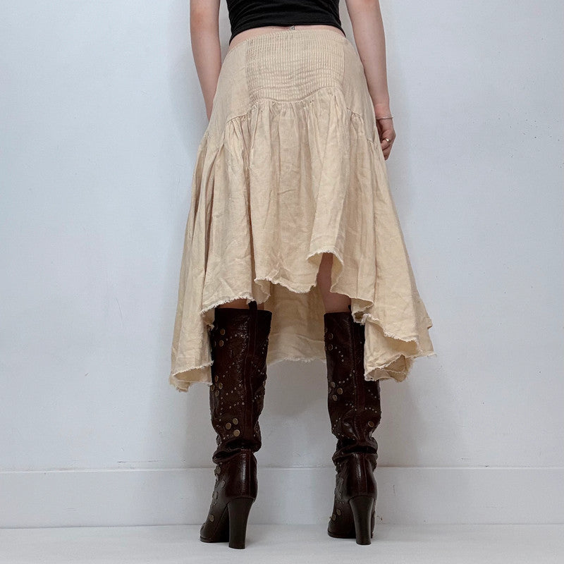 linen pleated gathered skirt