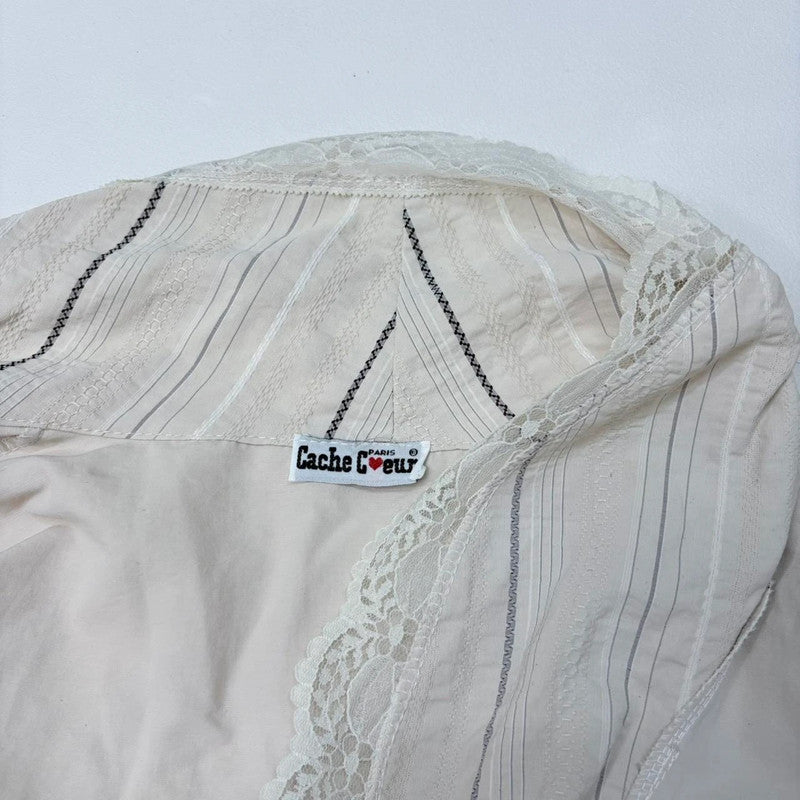 ruffle pinstripe wrap shirt