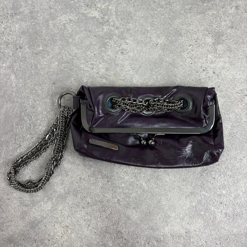 Eyelet studded purple chain 00s chain clutch