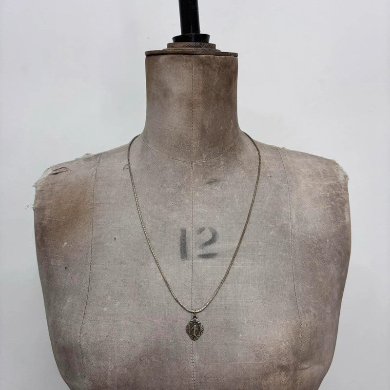 long silver chain religous necklace