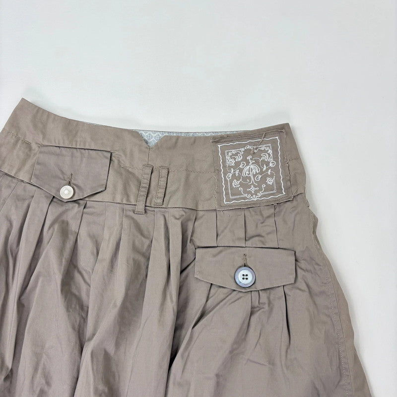 structured pleated khaki skirt