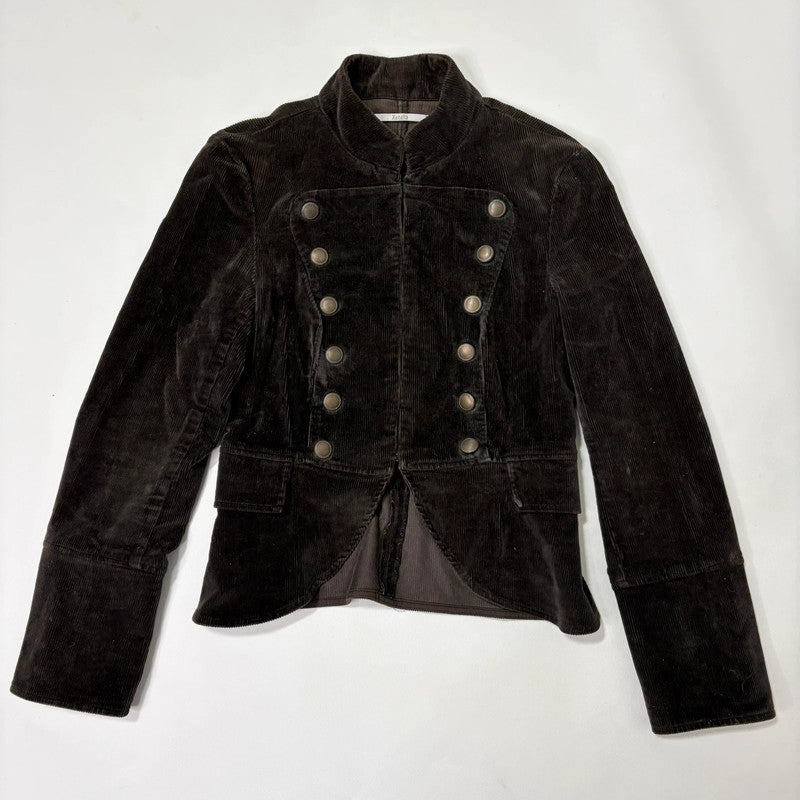brown cord double breasted napolionic militray jacket