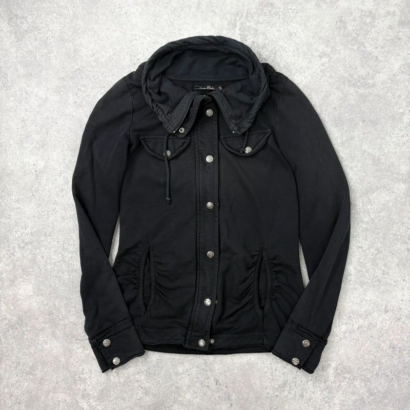 Black high neck funnel jacket