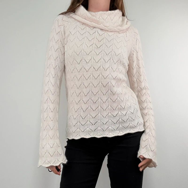 pale pink angora knitted pale pink flared jumper