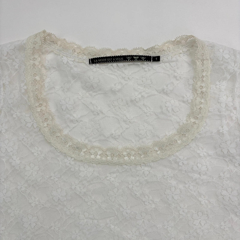 white lace floral mesh t-shirt