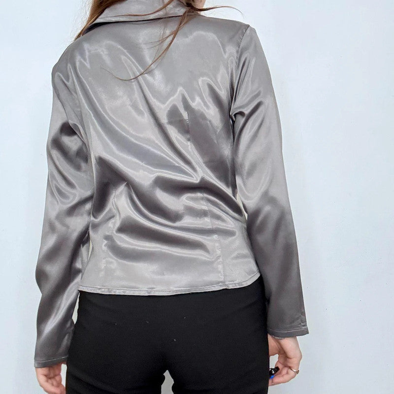 grey chrome gathered fitted shirt