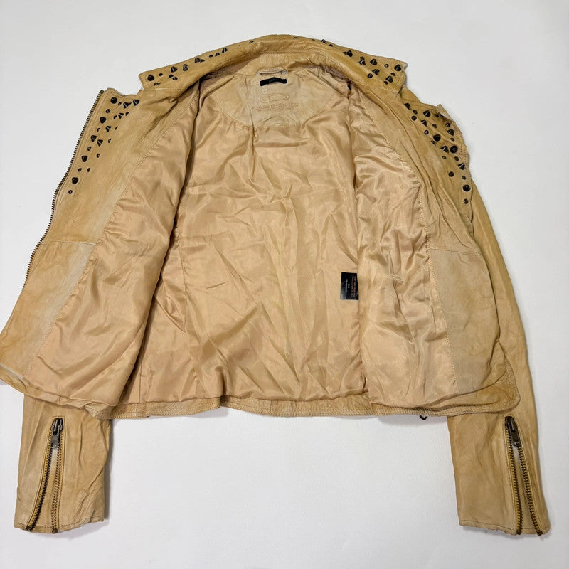 studded cropped leather asymmetric jacket