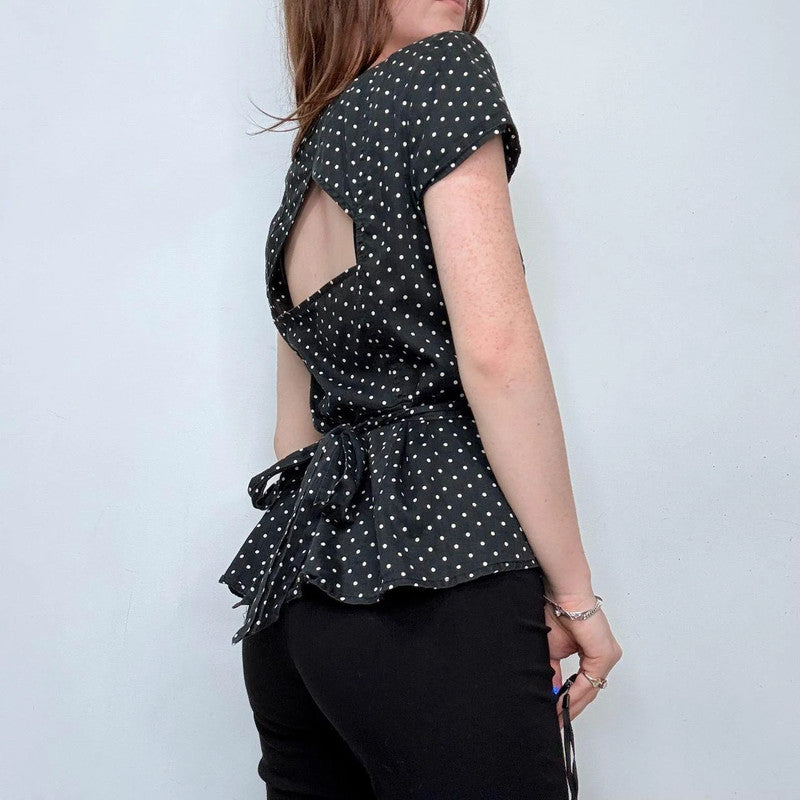 black polkadot mini shirt