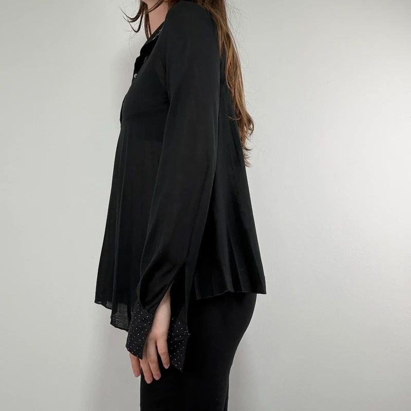 Black Cop Copine pleated flared shirt