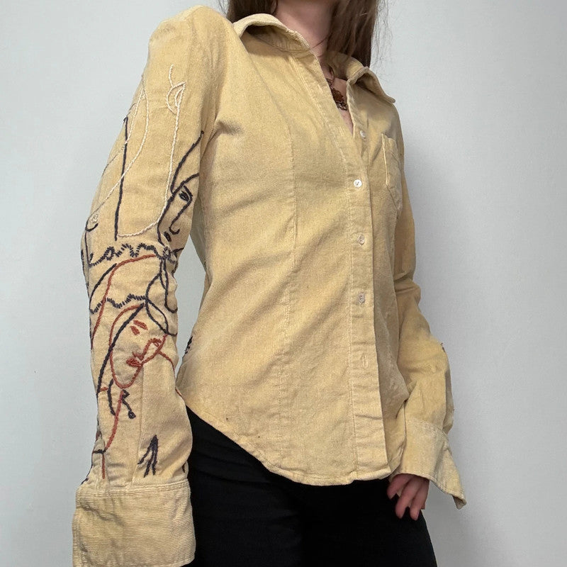 embroidered western corduroy shirt