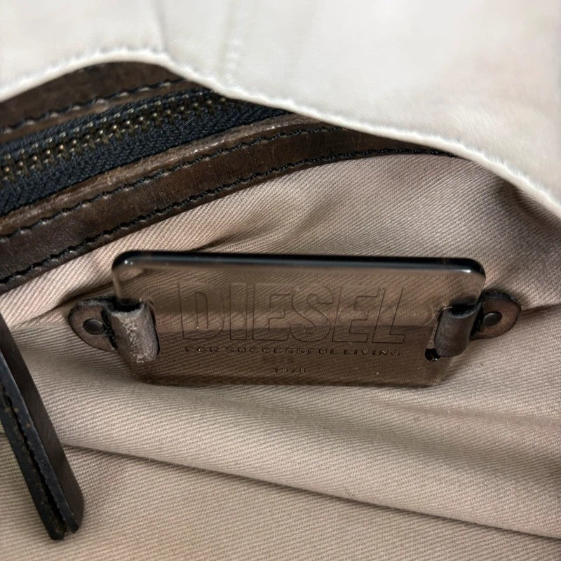 Distressed diesel leather slouchy messenger bag
