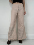 pink beige linen wide leg trousers