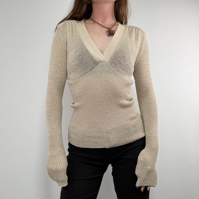 Long sleeve slouchy knit t-shirt